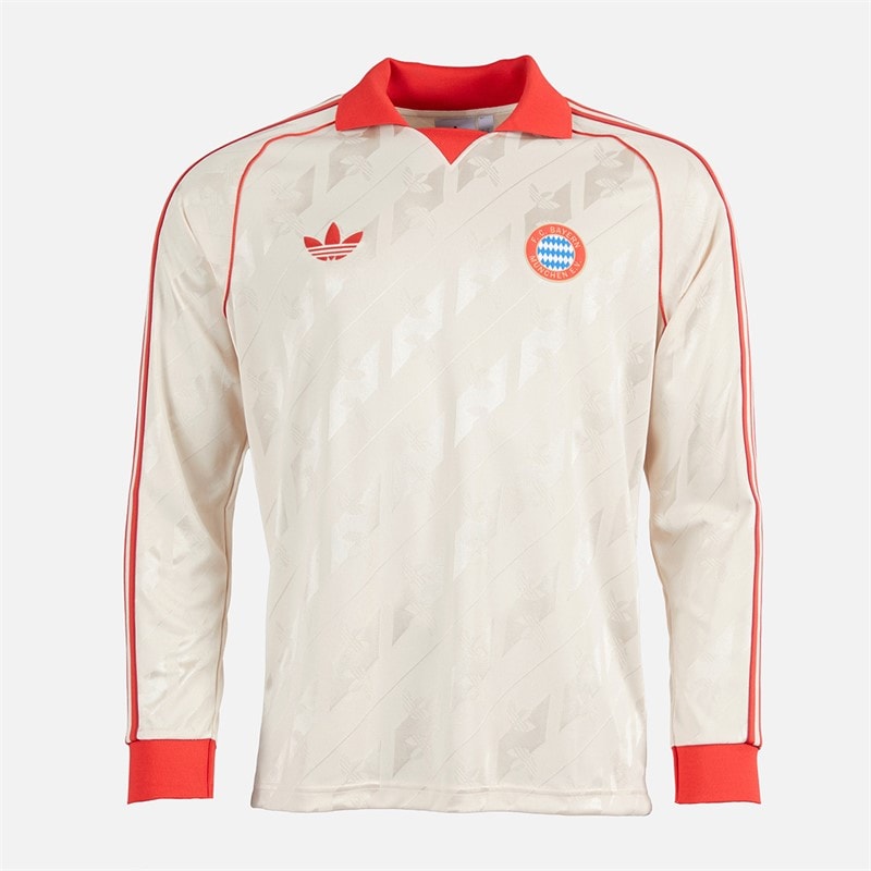 adidas Mens FCB FC Bayern Muenchen Long Sleeve Retro Jersey Linen