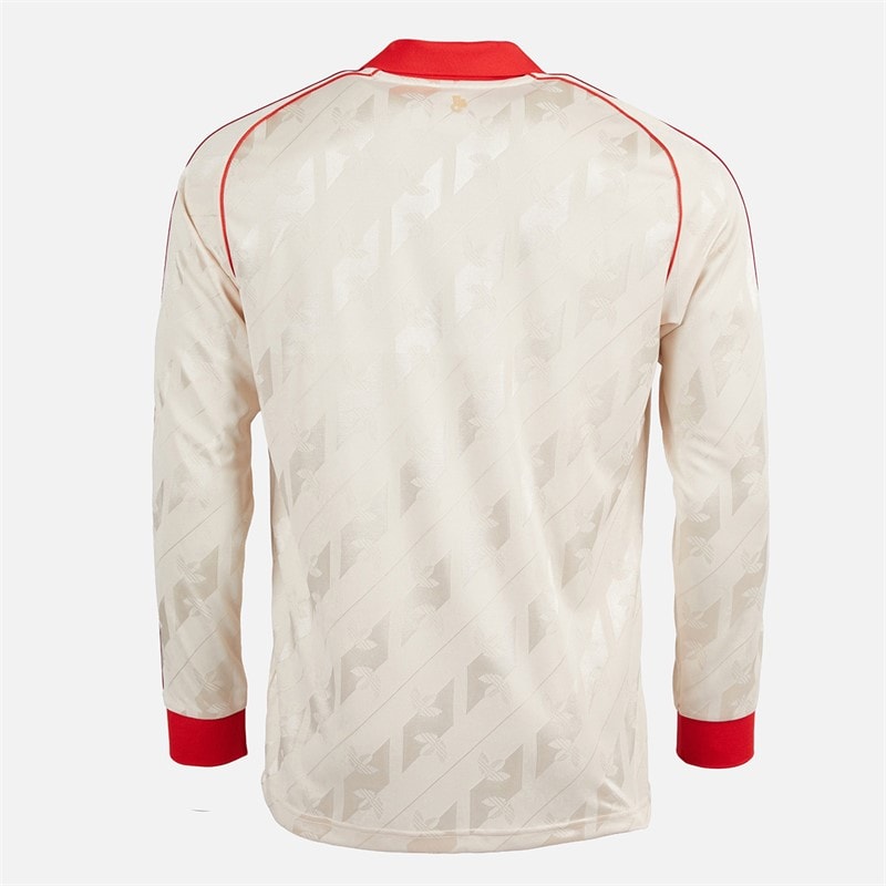 adidas Mens FCB FC Bayern Muenchen Long Sleeve Retro Jersey Linen - Image 2
