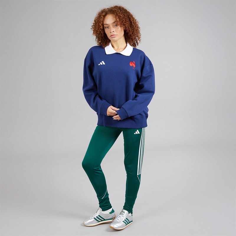 adidas Womens FFC France Rugby Long Sleeve Sweat Dark Blue/White - Image 4