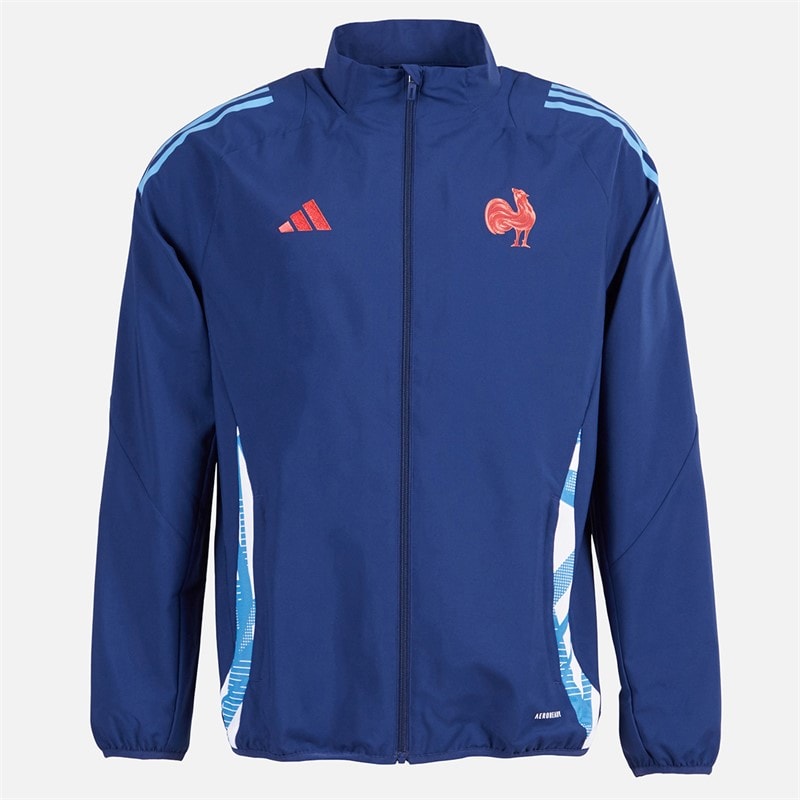 adidas Mens FFR France Rugby Presentation Jacket Dark Blue