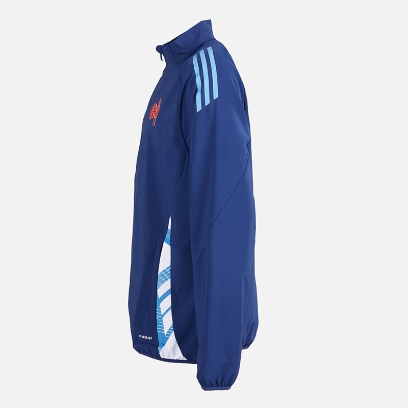 adidas Mens FFR France Rugby Presentation Jacket Dark Blue - Image 2