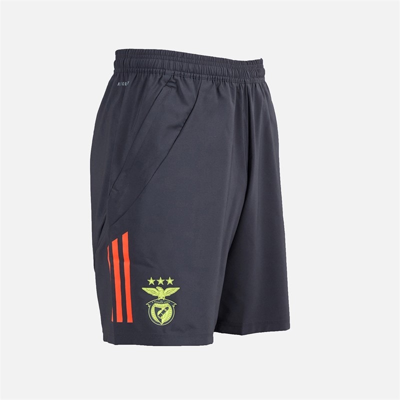 adidas Mens SLB Benfica Downtime Shorts Night Grey/Semi Solar Orange - Image 3