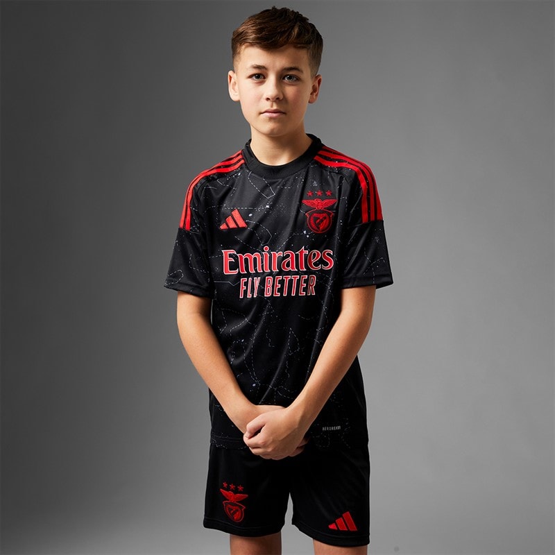 adidas Junior Boys SLB Benfica 24/25 Away Kit Black - Image 3