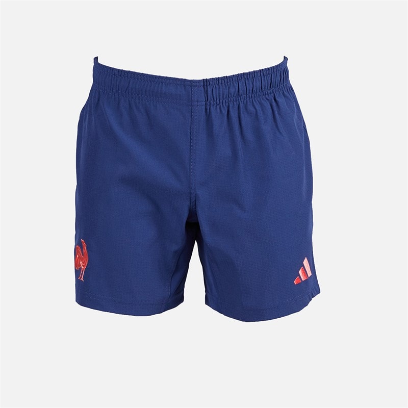 adidas Mens FFC France Rugby Away Shorts Dark Blue