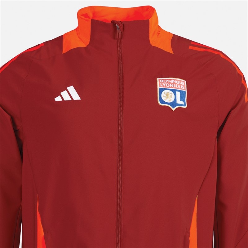 adidas Mens OL Olympique Lyon Presentation Jacket Team Power Red 2 - Image 3