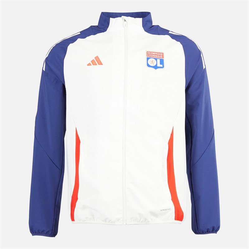 adidas Mens OL Olympique Lyon Presentation Jacket White Tint/Midnight Indigo/Bright Red - Image 1