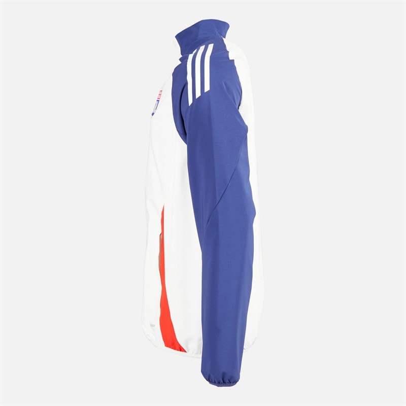 adidas Mens OL Olympique Lyon Presentation Jacket White Tint/Midnight Indigo/Bright Red - Image 3