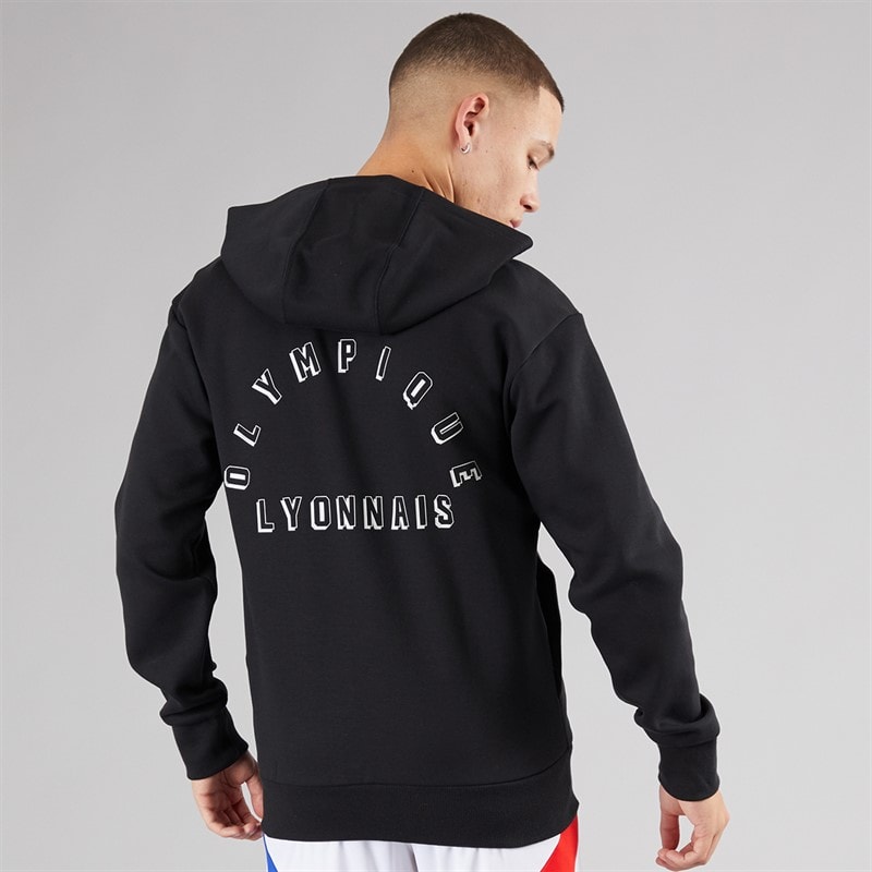 adidas Mens OL Olympique Lyon Anthem Jacket Black - Image 3