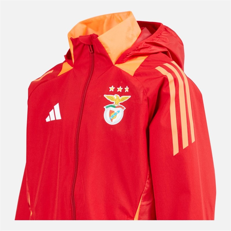 adidas Junior Boys SLB Benfica Allweather Jacket Team Power Red 2 - Image 4
