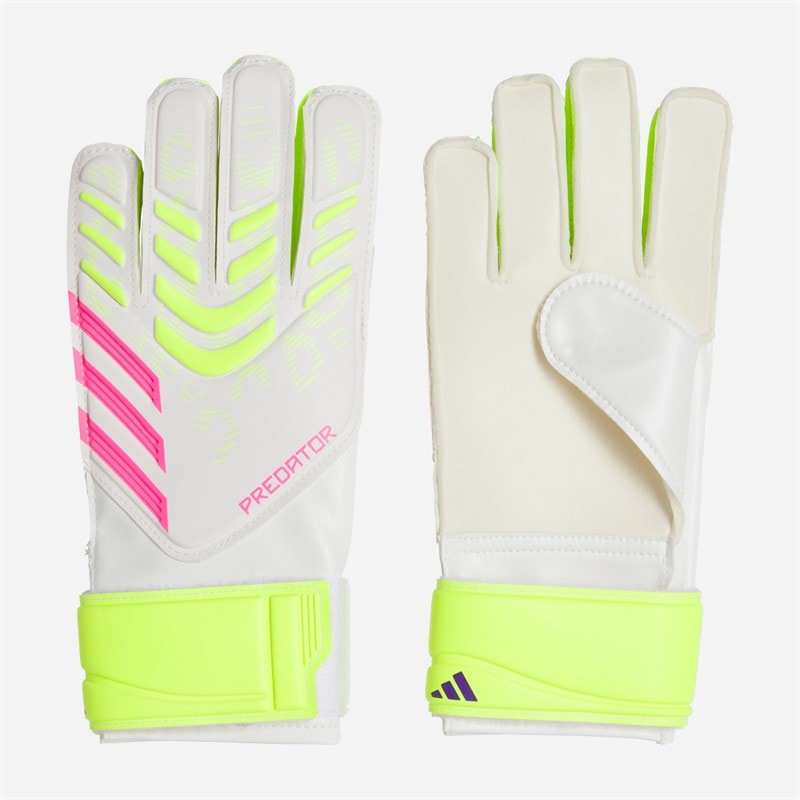adidas Junior Predator Training Goalkeeper Gloves White/Lucid Lemon/Lucid Pink - Image 1