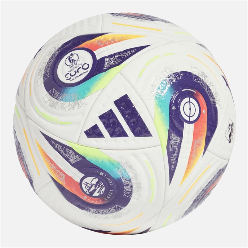 adidas Womens Euro 25 Pro Official Match Football (FIFA Quality Pro Certified) White/Multi/Lucid Lemon