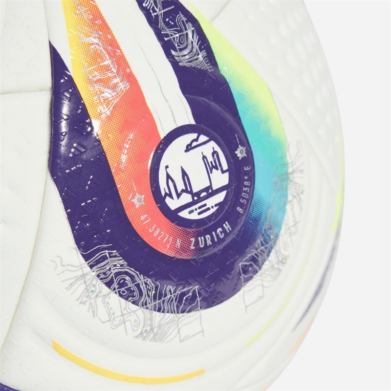 adidas Womens Euro 25 Pro Official Match Football (FIFA Quality Pro Certified) White/Multi/Lucid Lemon - Image 4