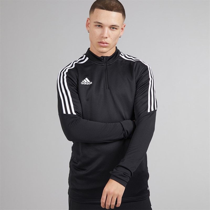 adidas Mens Condivo 22 1/4 Zip Training Top Black/White