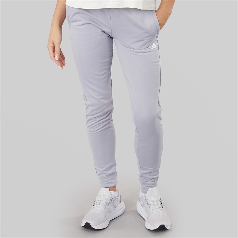 adidas Womens Aeroready Game And Go Tapered Fleece Joggers Gloy Grey/White