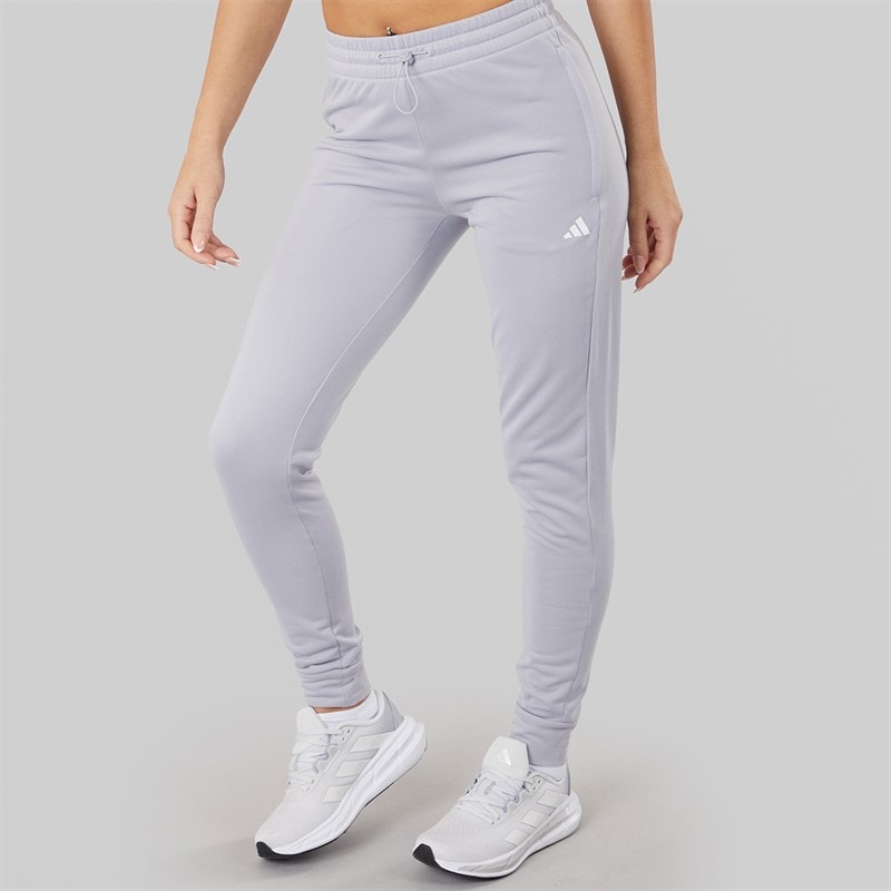adidas Womens Aeroready Game And Go Tapered Fleece Joggers Gloy Grey/White - Image 3