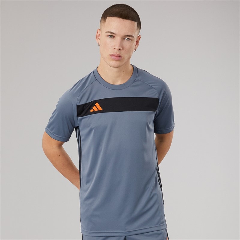 adidas Mens Tiro 25 Essentials T-Shirt Team Onix/Super Orange - Image 1
