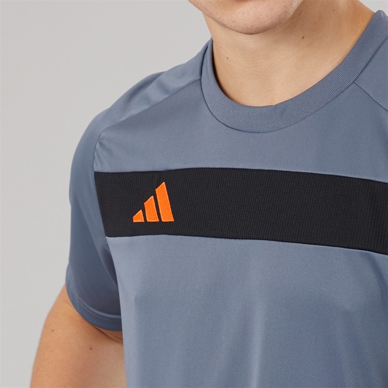 adidas Mens Tiro 25 Essentials T-Shirt Team Onix/Super Orange - Image 3