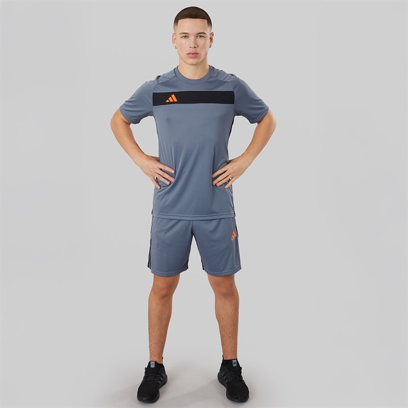 adidas Mens Tiro 25 Essentials T-Shirt Team Onix/Super Orange - Image 4