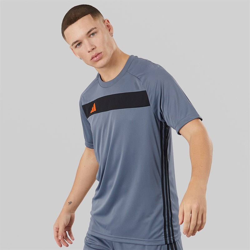 adidas Mens Tiro 25 Essentials T-Shirt Team Onix/Super Orange - Image 5
