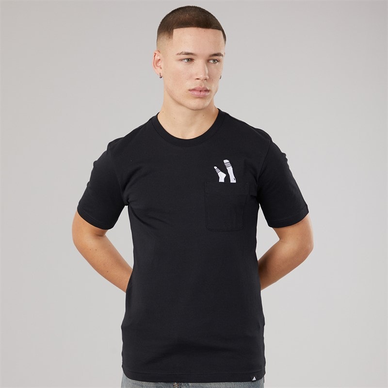 adidas Mens Lounge Slides Graphic Pocket T-Shirt Black - Image 3