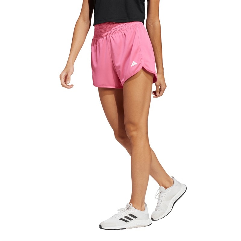 adidas Womens Pacer Essentials Knit High Rise Shorts Pink Fusion/White - Image 1