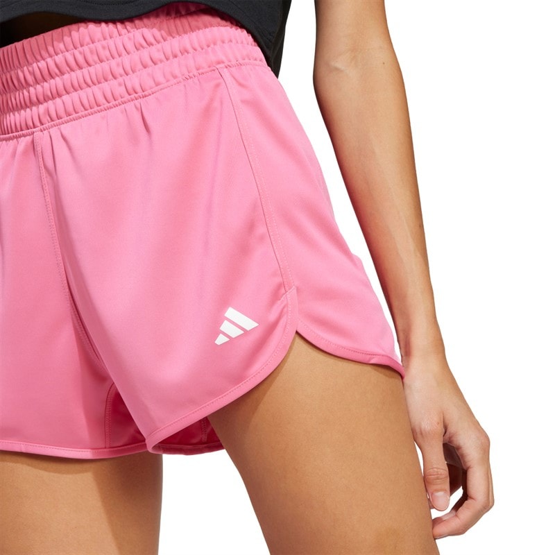 adidas Womens Pacer Essentials Knit High Rise Shorts Pink Fusion/White - Image 3