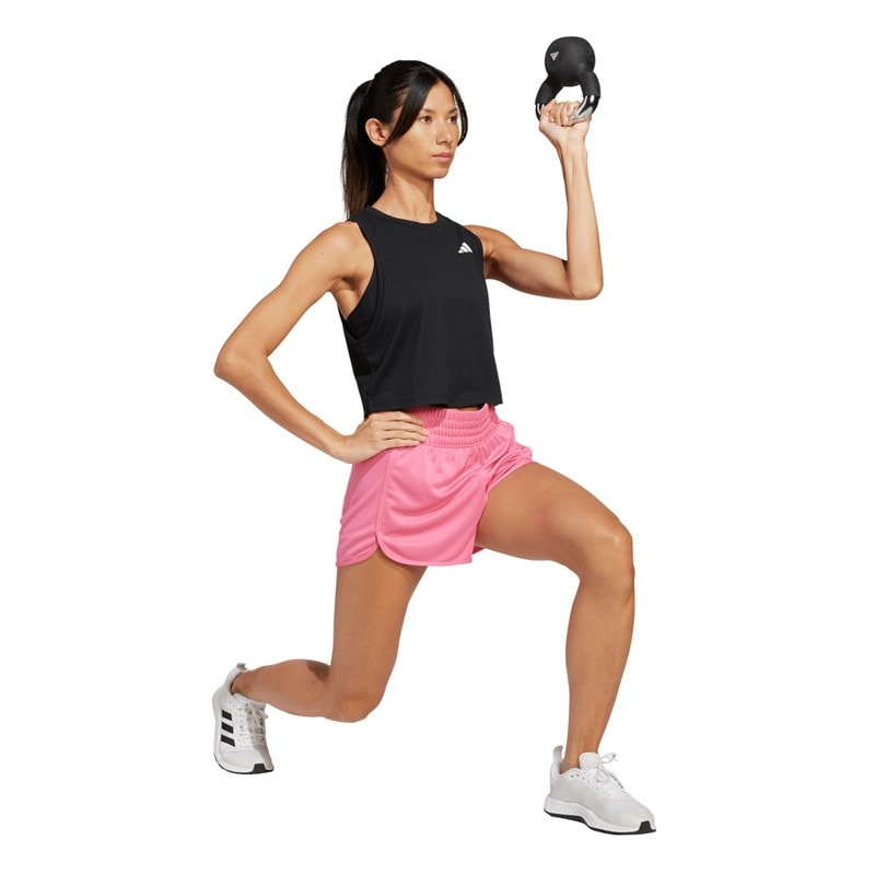 adidas Womens Pacer Essentials Knit High Rise Shorts Pink Fusion/White - Image 5