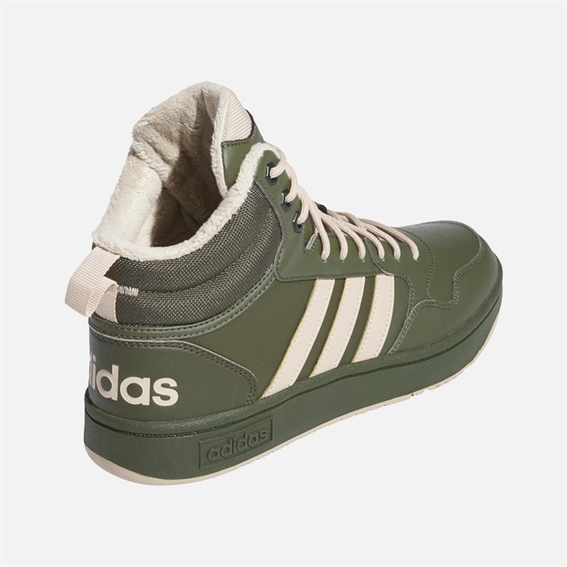 adidas Mens Hoops 3.0 Mid Fur Lining Trainers Night Cargo/Clay Brown/Core Black - Image 3