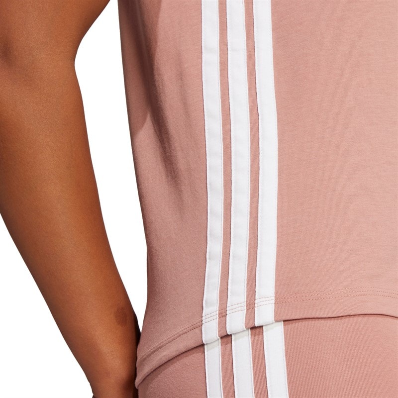 adidas Womens Essentials 3-Stripes T-Shirt Warm Clay/White - Image 4