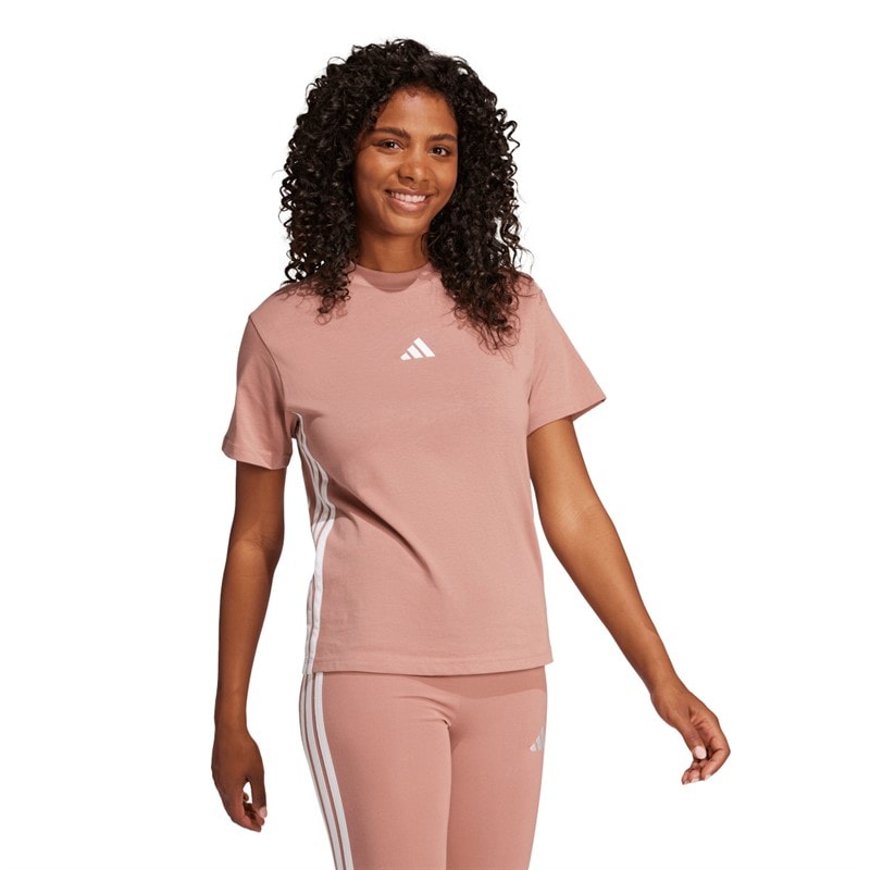 adidas Womens Essentials 3-Stripes T-Shirt Warm Clay/White - Image 5