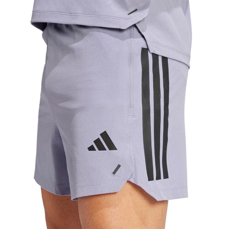 adidas Mens Primelift 3 Stripes Shorts Silver Violet - Image 3