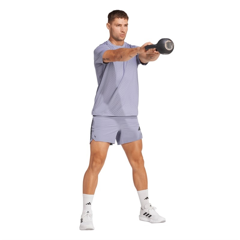 adidas Mens Primelift 3 Stripes Shorts Silver Violet - Image 5