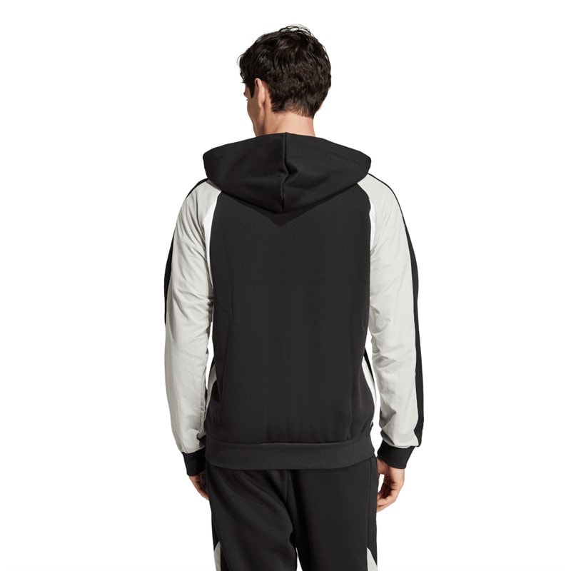 adidas Mens Seasonal Essentials Colourblock Full Zip Hoodie Black - Image 2