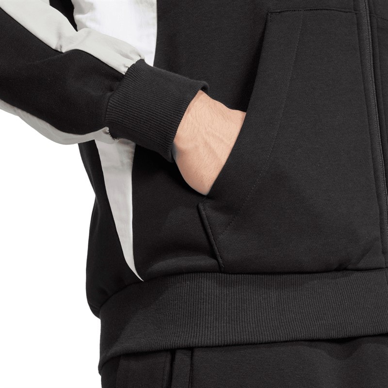adidas Mens Seasonal Essentials Colourblock Full Zip Hoodie Black - Image 4