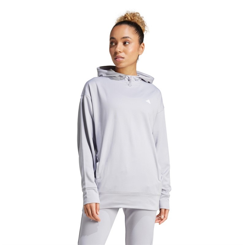 adidas Womens AEROREADY Game And Go Hoodie Glory Grey/White