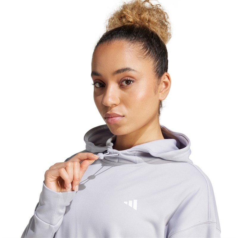 adidas Womens AEROREADY Game And Go Hoodie Glory Grey/White - Image 3
