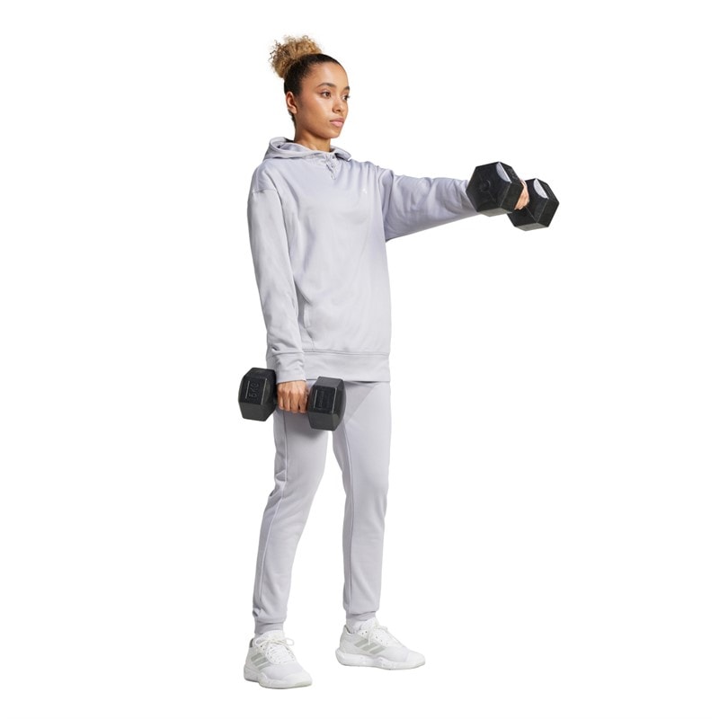 adidas Womens AEROREADY Game And Go Hoodie Glory Grey/White - Image 5