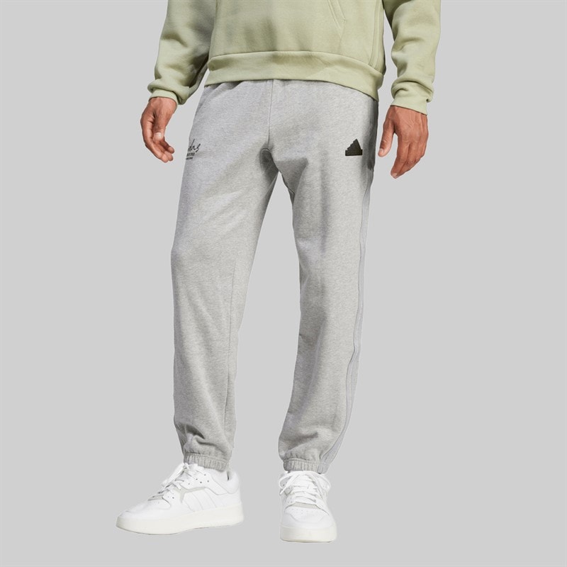 adidas Mens Brand Love French Terry Joggers Medium Grey Heather - Image 1