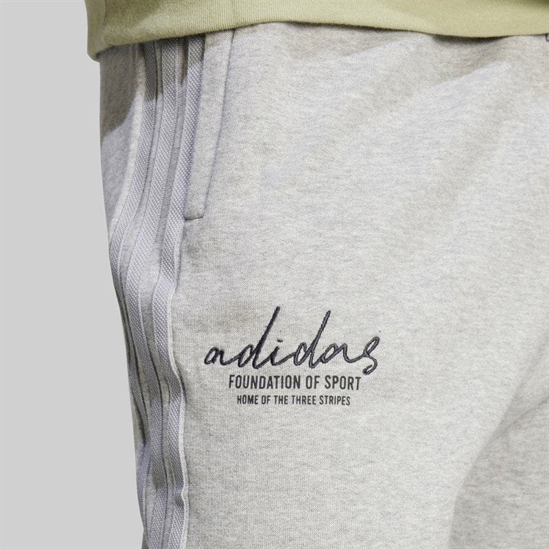 adidas Mens Brand Love French Terry Joggers Medium Grey Heather - Image 4