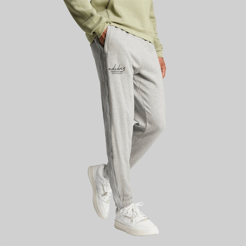 adidas Mens Brand Love French Terry Joggers Medium Grey Heather - Image 5