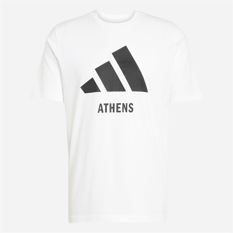 adidas Mens Logo Athens T-Shirt White - Image 1