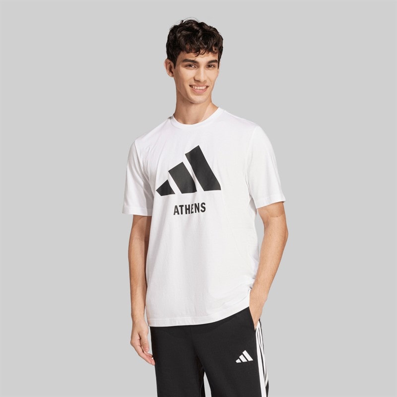 adidas Mens Logo Athens T-Shirt White - Image 2
