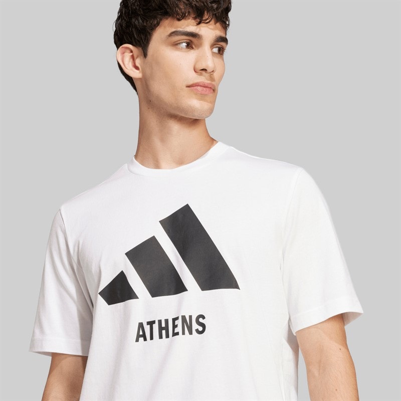 adidas Mens Logo Athens T-Shirt White - Image 4
