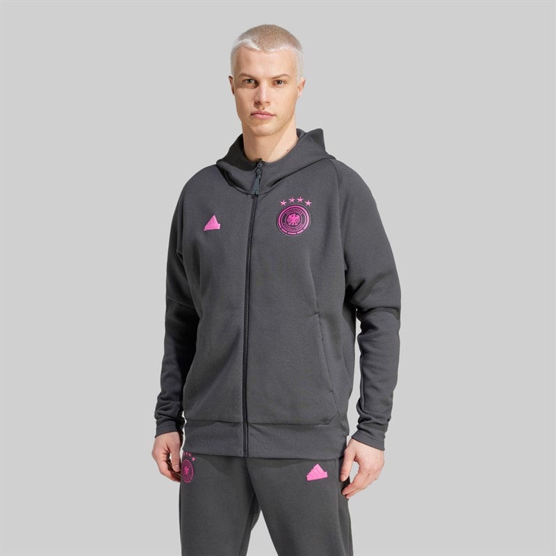 adidas Mens DFB Germany 24 Travel Full Zip Hoodie Carbon