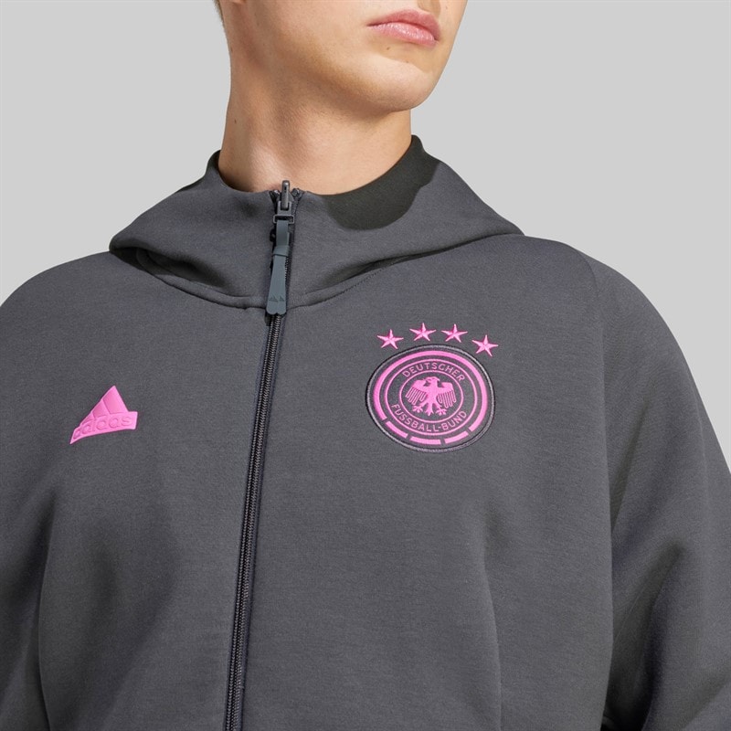 adidas Mens DFB Germany 24 Travel Full Zip Hoodie Carbon - Image 3
