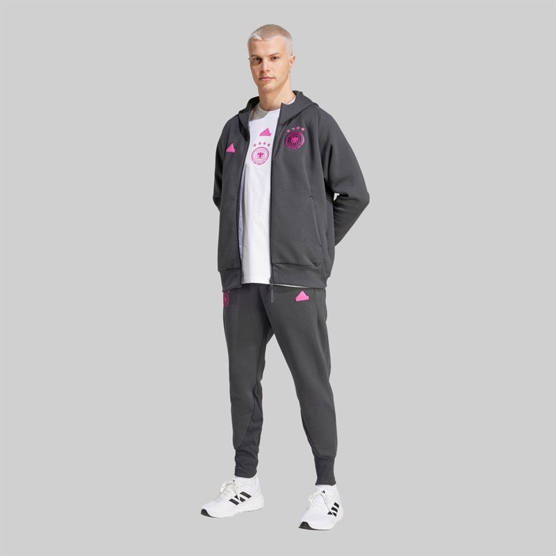 adidas Mens DFB Germany 24 Travel Full Zip Hoodie Carbon - Image 5