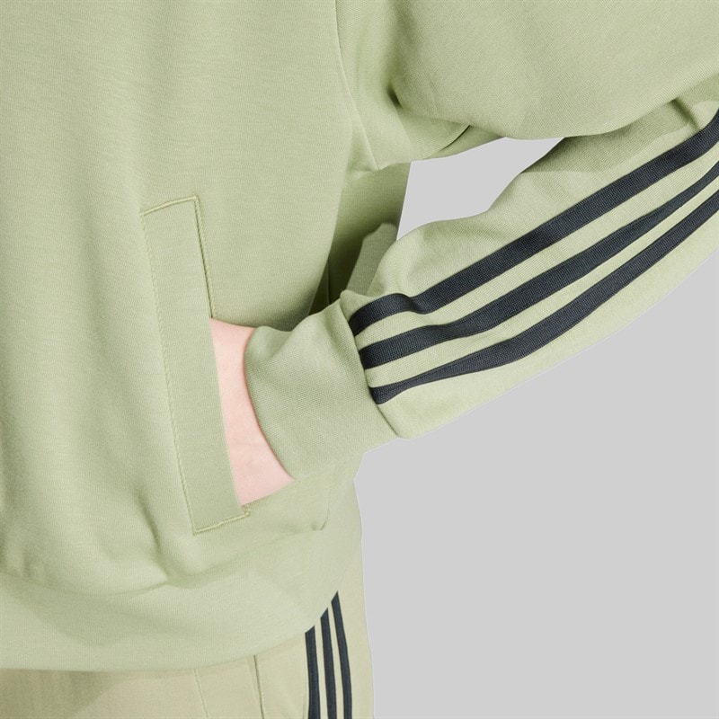 adidas Womens Future Icons 3-Strips Full Zip Hoodie Tent Green - Image 4