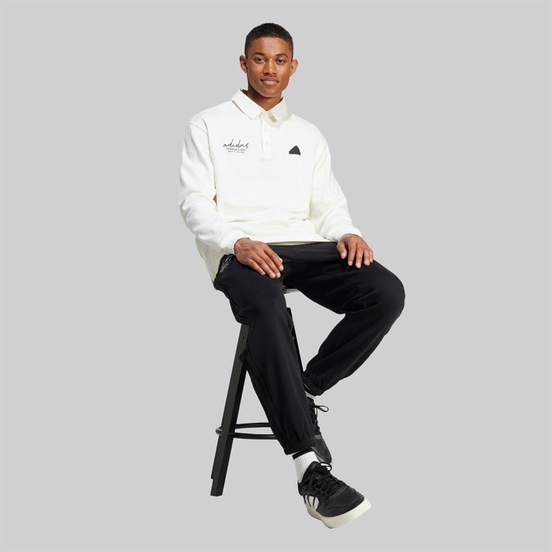 adidas Mens Brand Love French Terry Joggers Black - Image 4