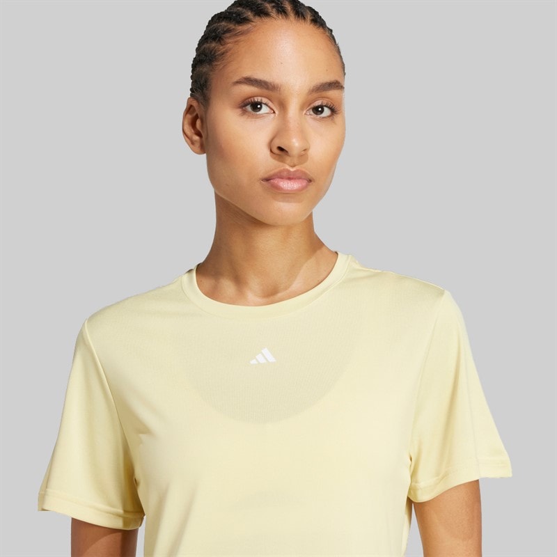 adidas Womens Designed For Training T-Shirt Powder Yellow - Image 3