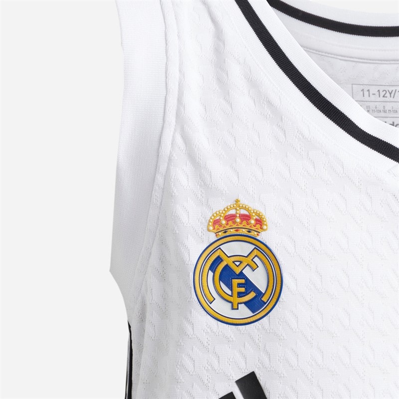 adidas Junior RMB Real Madrid 24/25 Home Basketball Jersey White - Image 3